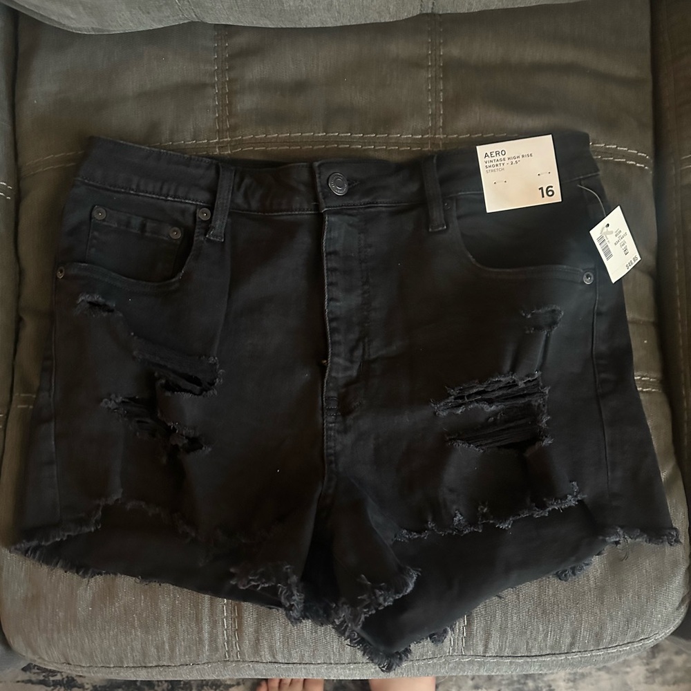 Women's Black Distressed Shorts
